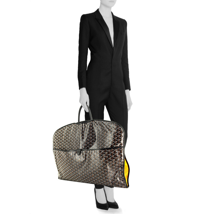 Porte-habits Goyard en toile noire et cuir noir - Detail D1