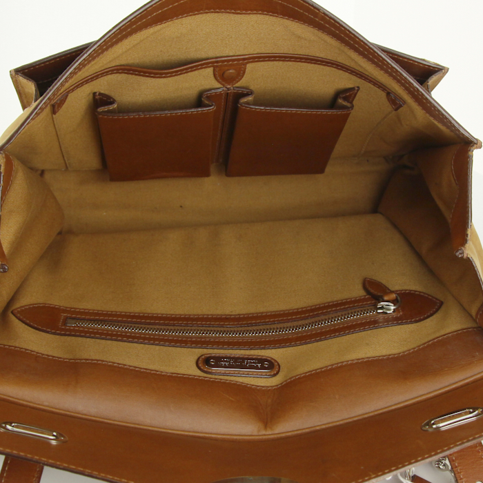 Sac bandoulière Ralph Lauren Ricky en cuir marron-caramel et daim gold - Detail D2