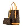 Shopping bag Louis Vuitton petit Bucket in tela monogram cerata e pelle naturale - 00pp thumbnail