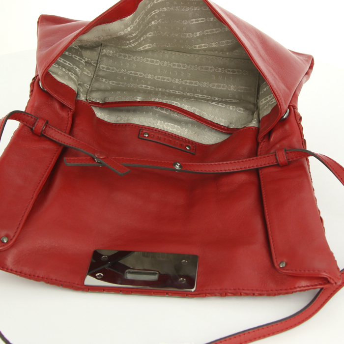 Pochette Celine in pelle trapuntata rosso-arancione motivi a pieghe - Detail D2