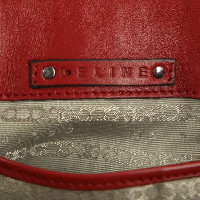 Bolsito de mano Celine en cuero acolchado rojo anaranjado - Detail D3