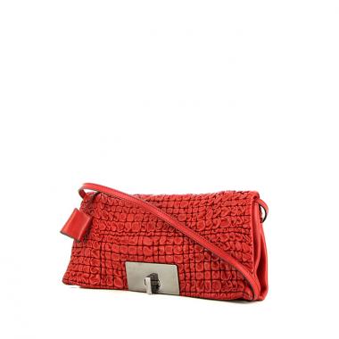 Pochette Celine in pelle trapuntata rosso-arancione motivi a pieghe