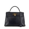 Hermes Kelly 32 cm handbag in dark blue epsom leather - 360 thumbnail