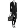 Celine Trapeze large model bag in black leather and black suede - Detail D1 thumbnail