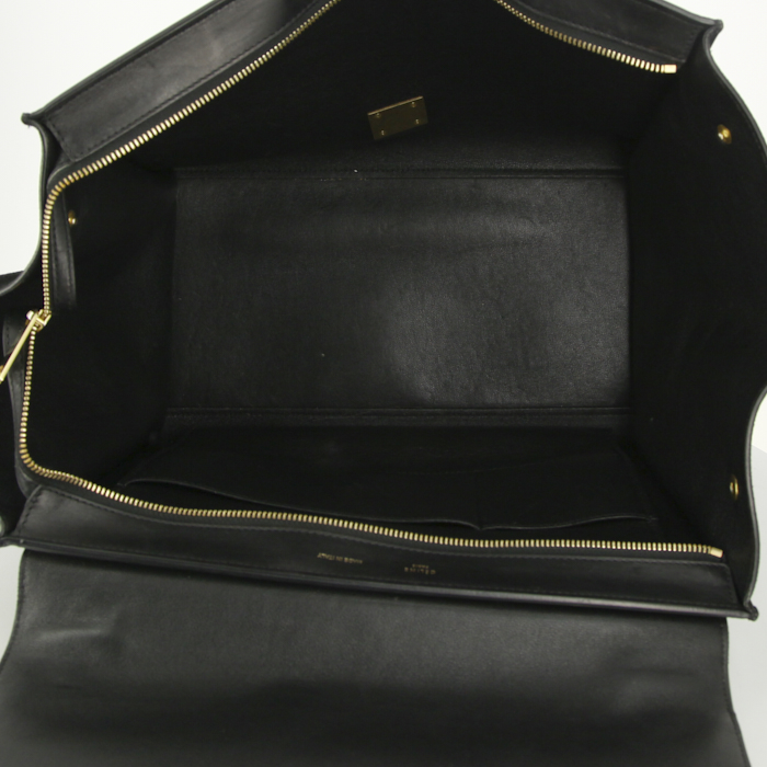 Bolso Celine Trapeze modelo grande en cuero negro y ante negro - Detail D2