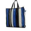 Balenciaga Bazar shopper shopping bag in blue, black and white tricolor leather - 00pp thumbnail