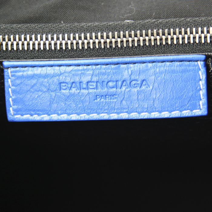 Balenciaga Bazar shopper shopping bag in blue, black and white tricolor leather - Detail D3