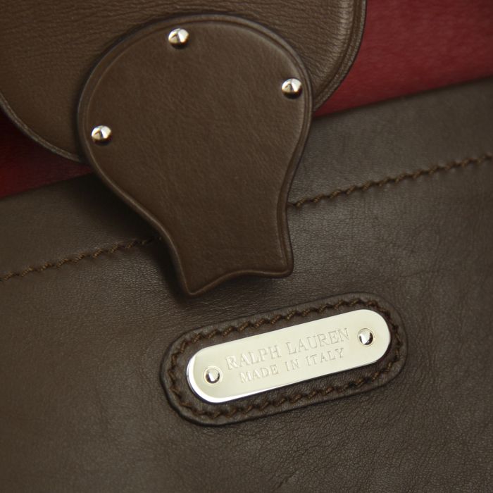 Sac à main Ralph Lauren Ricky grand modèle en cuir marron-chocolat - Detail D3