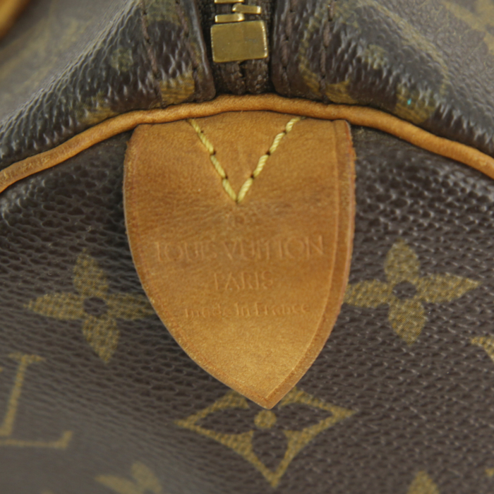 Louis Vuitton Speedy 25 cm handbag in monogram canvas and natural leather - Detail D3