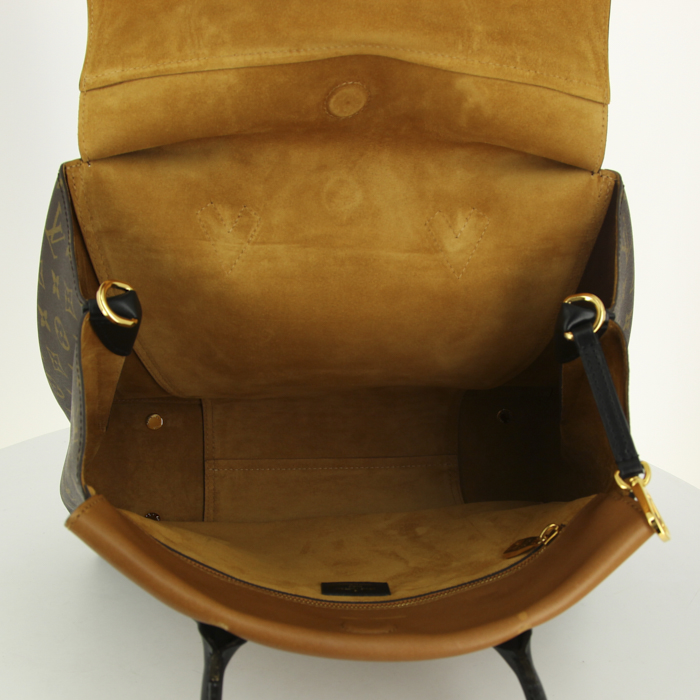 Borsa Louis Vuitton in tela monogram e pelle marrone - Detail D2