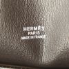 Porte-documents Hermes Plume en toile marron et cuir grainé marron - Detail D3 thumbnail
