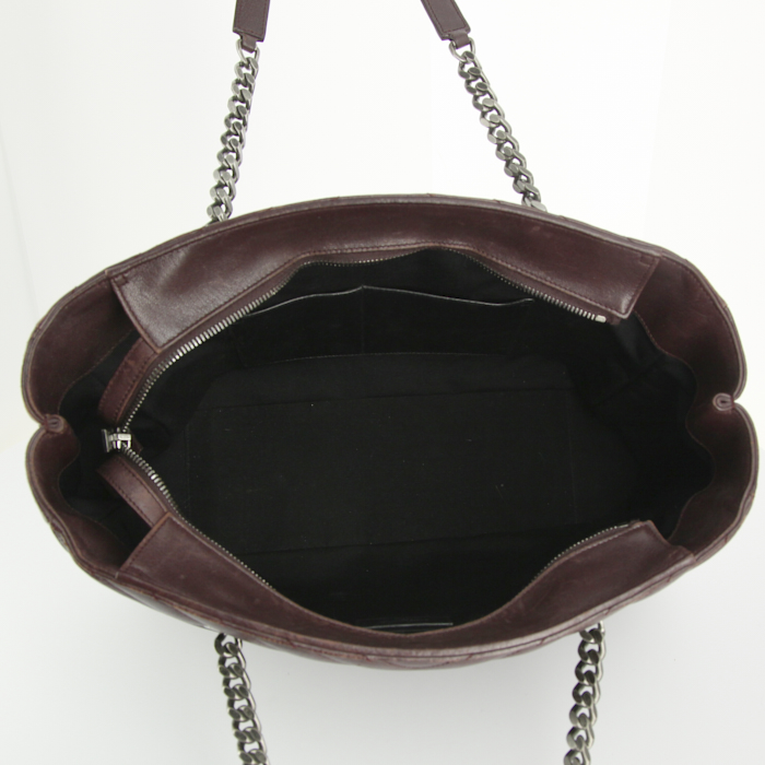Shopping bag Saint Laurent Grand Shopping in pelle trapuntata a zigzag bordeaux - Detail D2