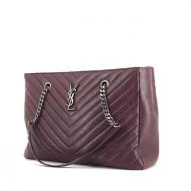 Shopping bag Saint Laurent Grand Shopping in pelle trapuntata a zigzag bordeaux