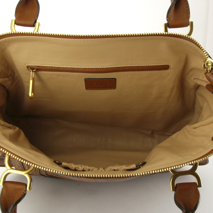 Bolso de mano Chloé Marcie modelo grande en cocodrilo marrón - Detail D2