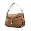 Tod's handbag in dark brown leather and taupe suede - 00pp thumbnail