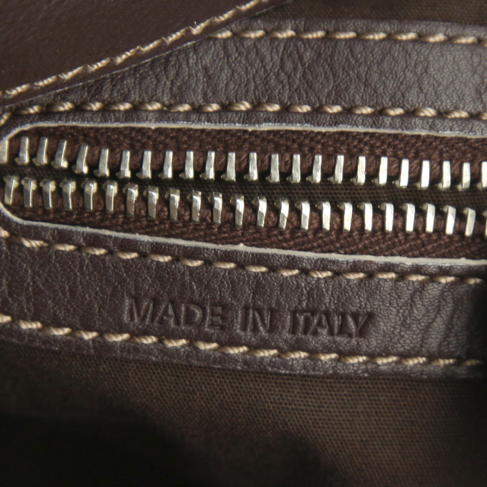 Bolso de mano Tod's en cuero marrón oscuro y ante color topo - Detail D3