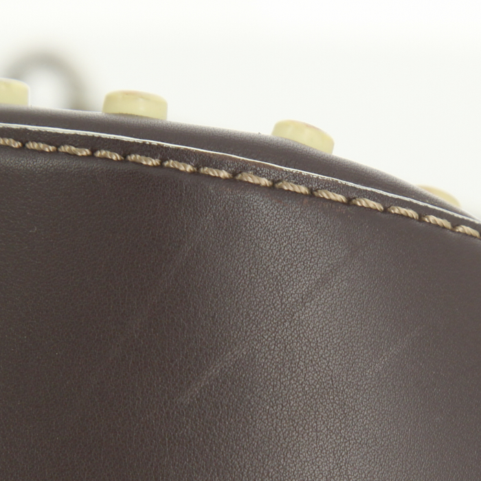 Tod's handbag in dark brown leather and taupe suede - Detail D4