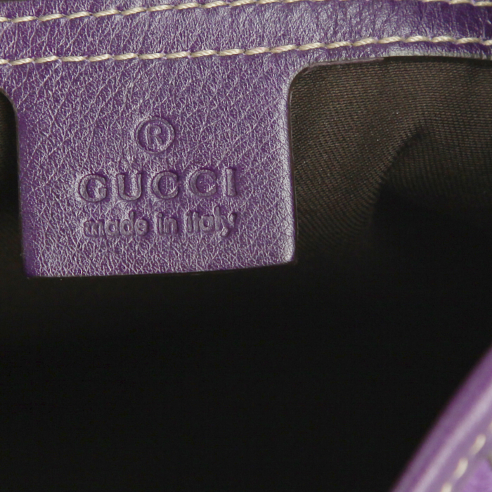 Gucci Jackie handbag in purple leather and purple suede - Detail D3