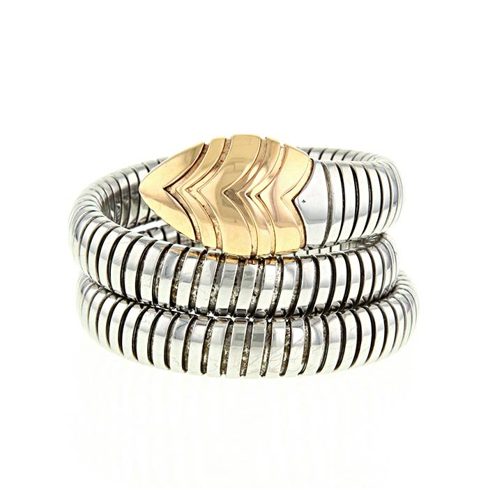 Bulgari Diamond 18 Karat Rose Gold Steel Tubogas Serpenti Ring | Wilson's  Estate Jewelry