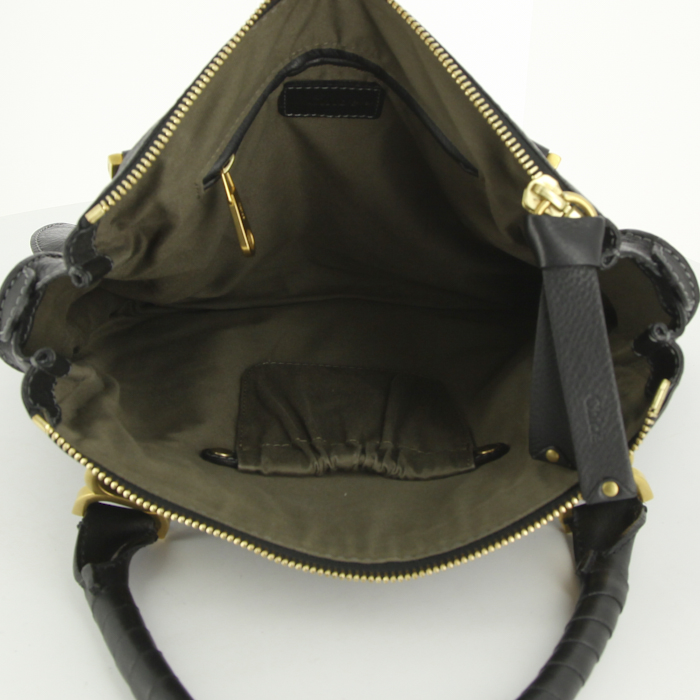 Sac à main Chloé Marcie moyen modèle en cuir grainé noir - Detail D2
