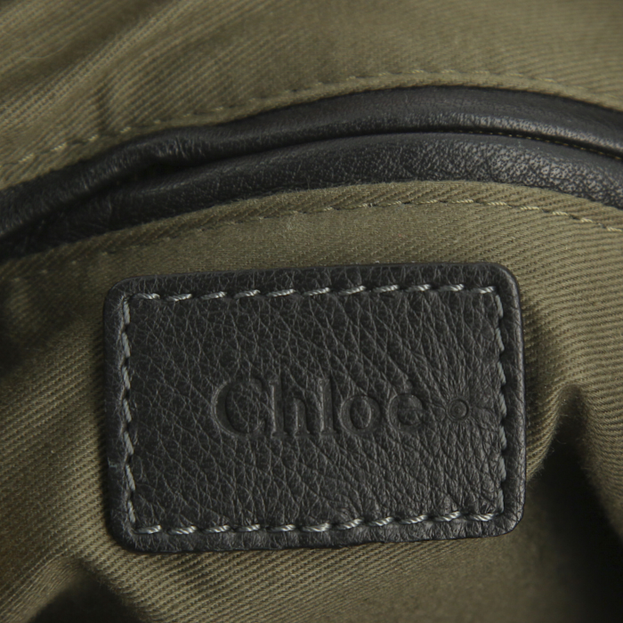 Chloé Marcie medium model handbag in black grained leather - Detail D3