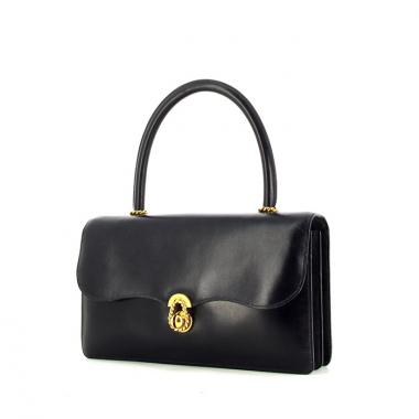 Sac à main Hermes Escale en cuir box bleu-marine