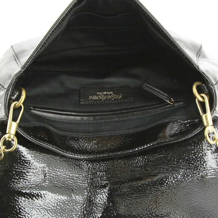 Sac à main Saint Laurent grand modèle en cuir vernis noir - Detail D2