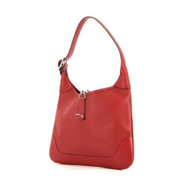 Bolso de mano Hermes Trim modelo pequeño en cuero granulado rojo