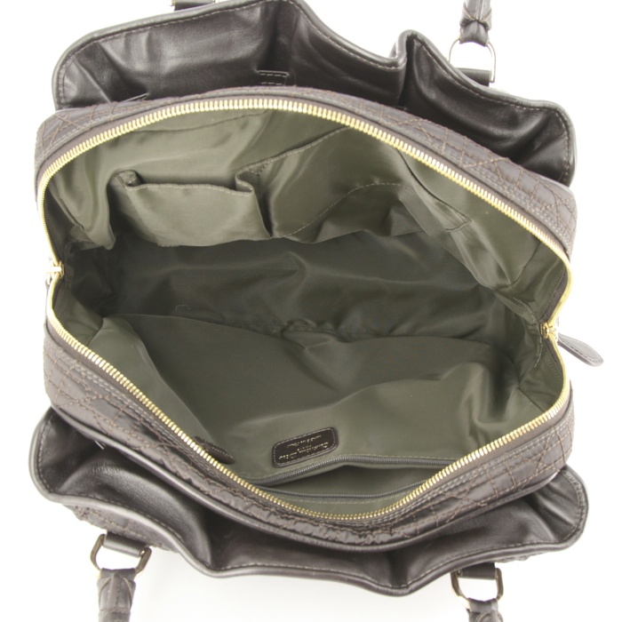 Borsa Dior in tela marrone e pelle marrone - Detail D2