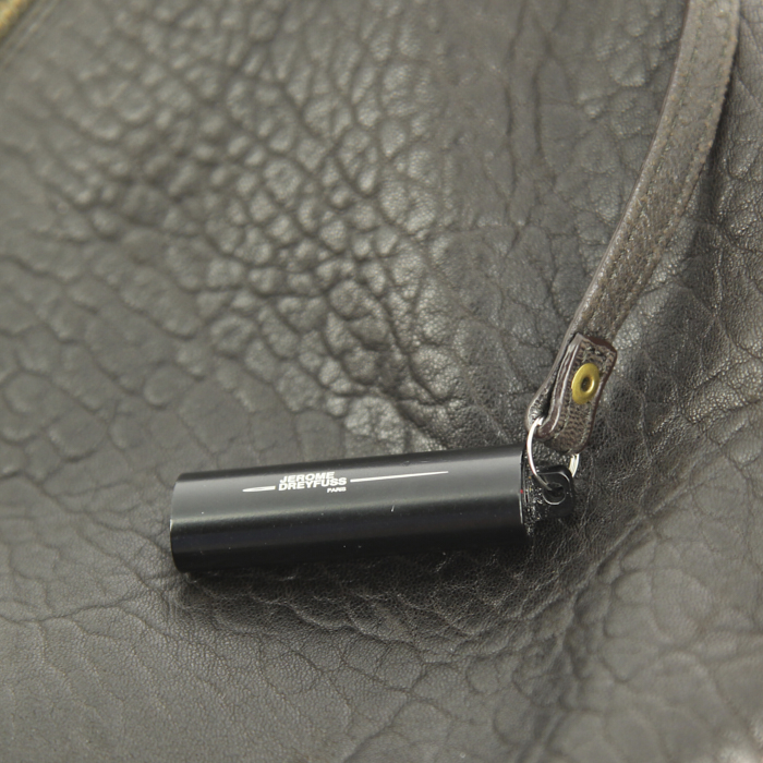 Sac porté épaule Jerome Dreyfuss en cuir grainé marron - Detail D4