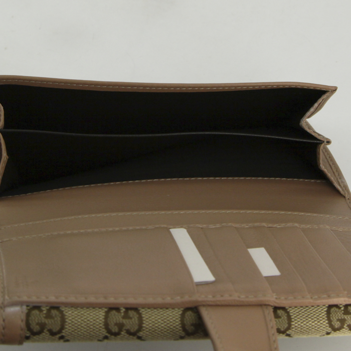 Gucci wallet in beige logo canvas and varnished pink leather - Detail D3