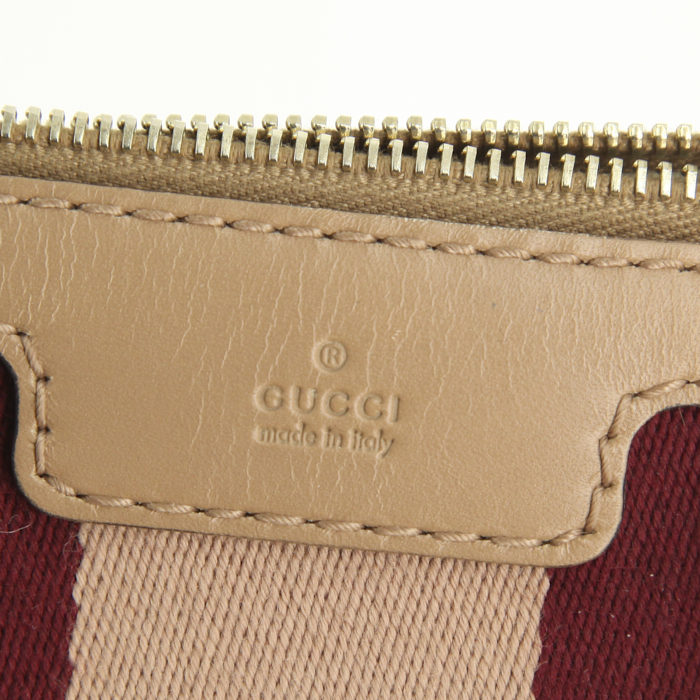 Gucci Boston handbag in beige monogram canvas and pink leather - Detail D4