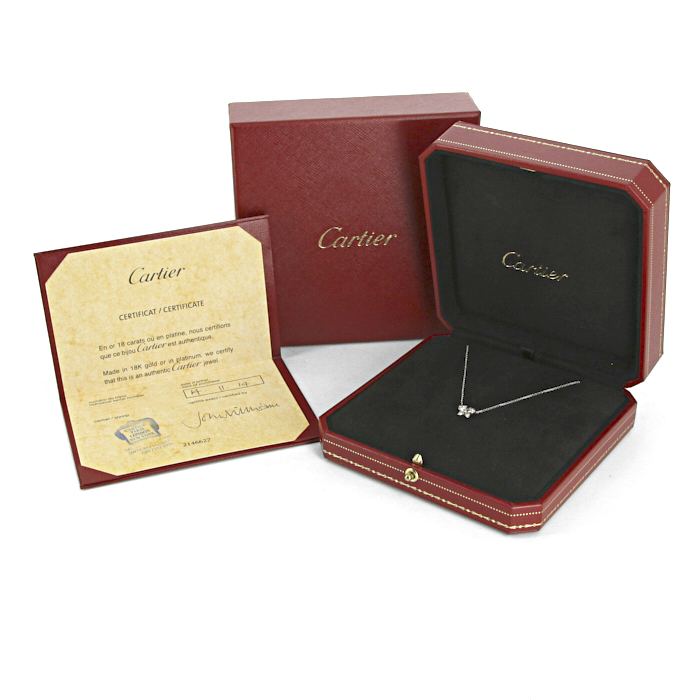 Cartier Caresse d'Orchidées small model necklace in white gold and diamonds - Detail D2