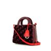 Dior Lily handbag in red and burgundy leather and pink velvet - 00pp thumbnail