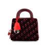 Dior Lily handbag in red and burgundy leather and pink velvet - 360 thumbnail