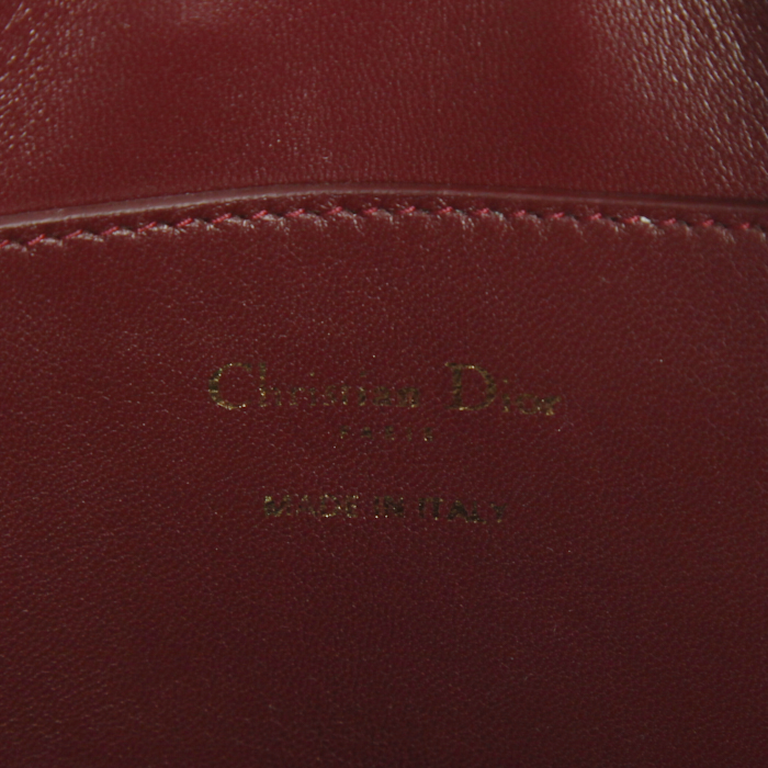 Bolso de mano Dior Lily en cuero rojo y color burdeos y terciopelo rosa - Detail D4