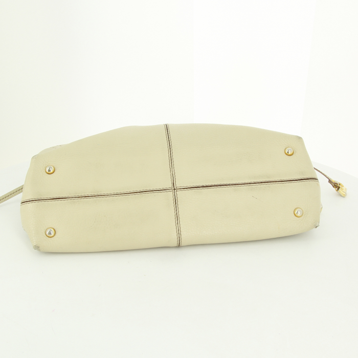 Bolso Cabás Tod's en cuero granulado color crema - Detail D5