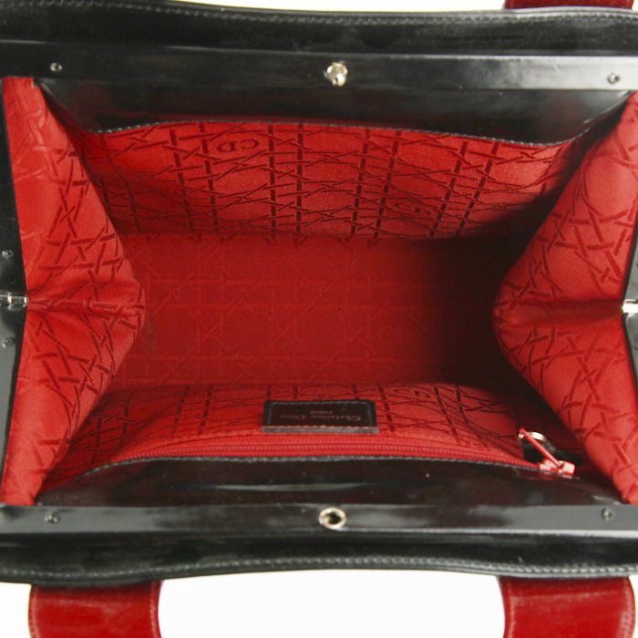 Dior Vintage handbag in black and red smooth leather - Detail D2