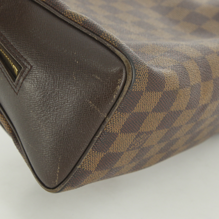 Sac à main Louis Vuitton Brera Bag en toile damier ébène et cuir marron - Detail D5