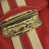 Prada handbag in red grained leather and beige canvas - Detail D4 thumbnail