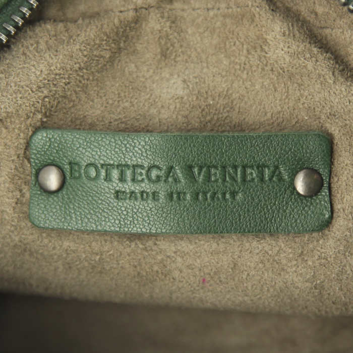 Borsa a tracolla Bottega Veneta in pelle intrecciata verde scuro - Detail D3
