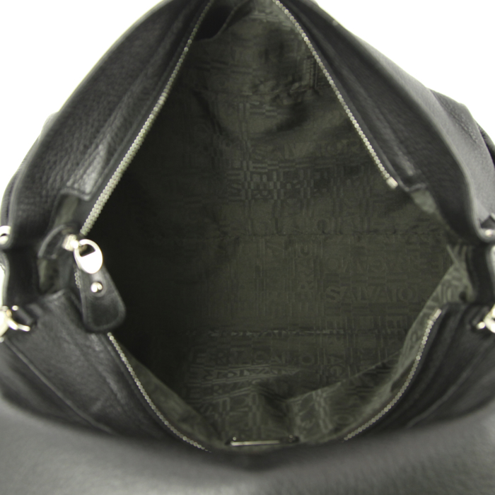 Sac à main Salvatore Ferragamo en cuir noir - Detail D3