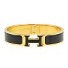 Bracciale apribile Hermes Clic Clac modello piccolo in oro placcato e smalto nero - 00pp thumbnail