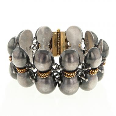 Bracelet époque années 80 Rene Boivin en argent et or jaune