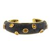 Vintage 1980's bracelet in yellow gold,  shagreen and citrines - 00pp thumbnail