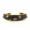 Vintage 1980's bracelet in yellow gold,  shagreen and citrines - 360 thumbnail