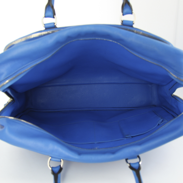 Porte-documents Hermes en cuir grainé bleu- électrique - Detail D2