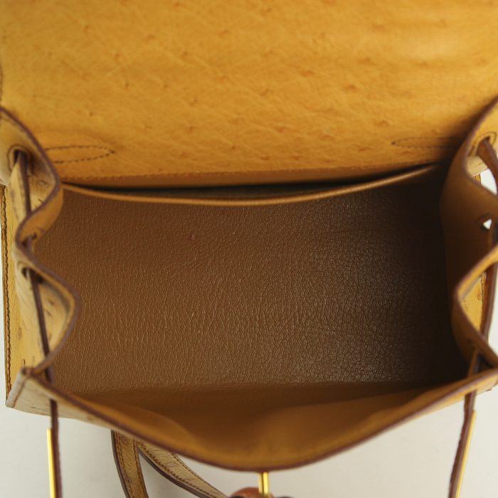 Hermes Kelly handbag in natural leather ostrich leather - Detail D3
