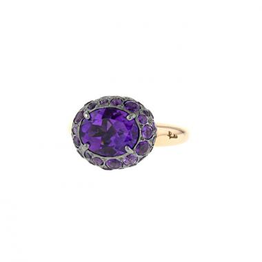 Anello Pomellato Tabou in oro rosa,  argento e ametista