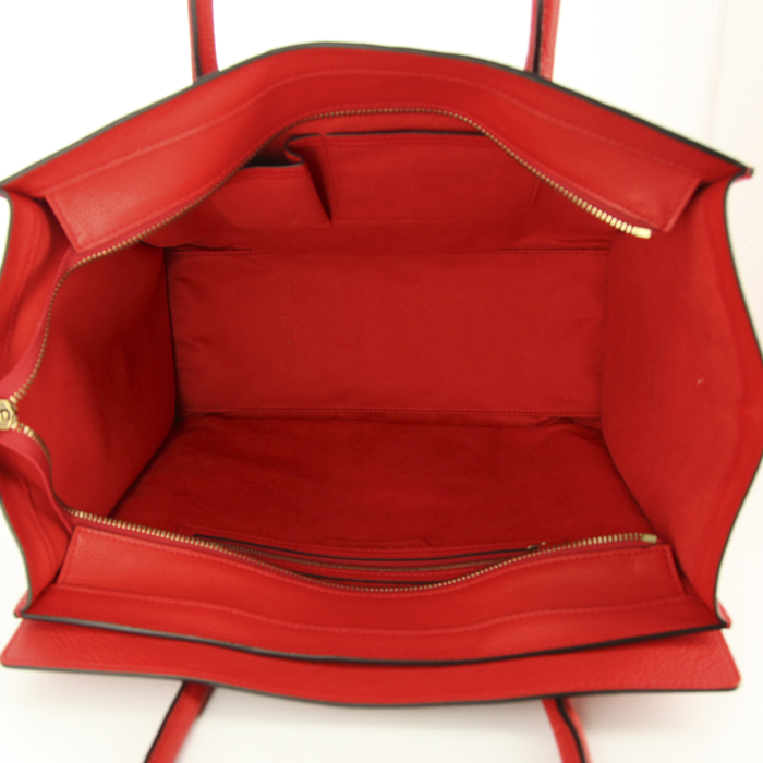 Shopping bag Celine Luggage Shoulder modello grande in pelle martellata rossa - Detail D2